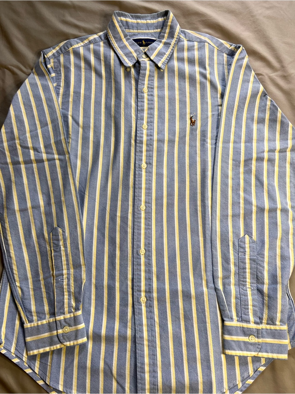 Ralph Lauren Blue, Yellow & White Striped Button-Down Shirt